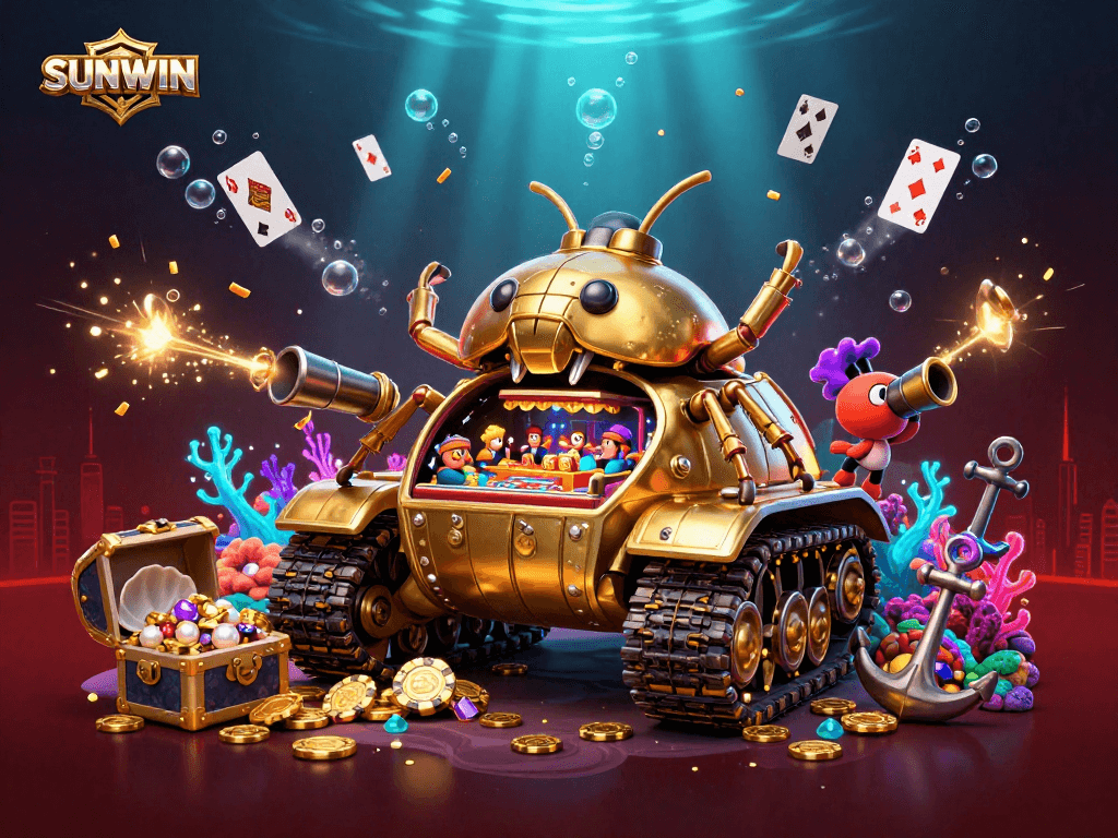 SUNWIN launches a captivating gaming experience inside a golden beetle tank casino filled with vibrant treasures and excitement.