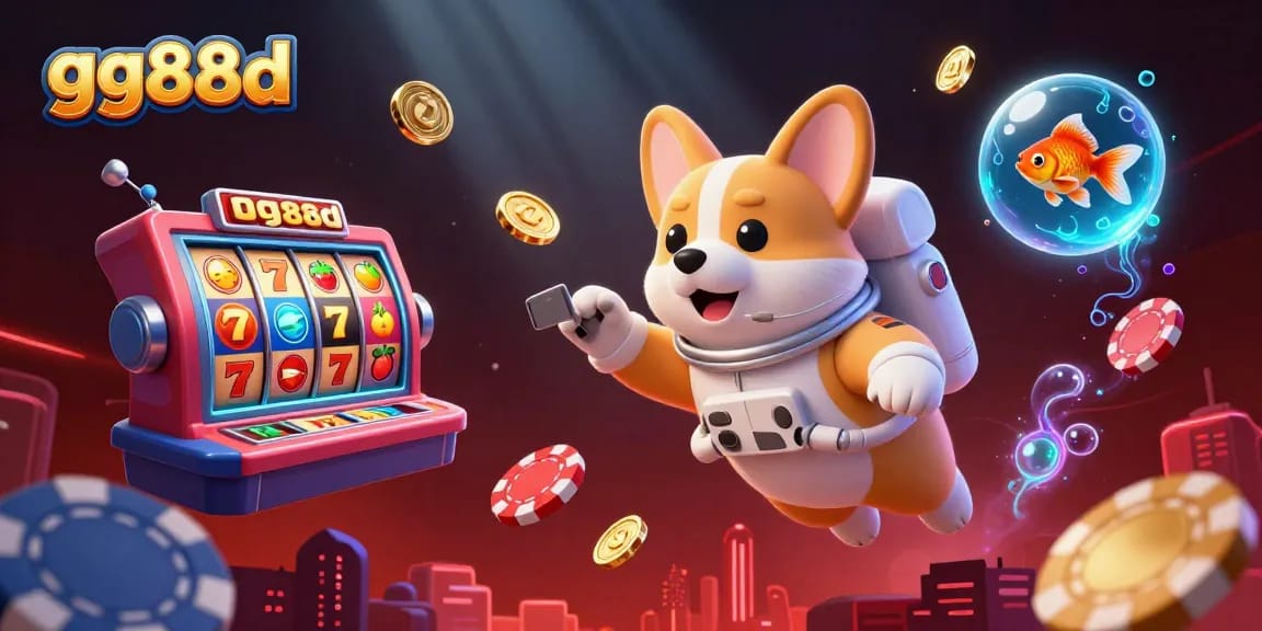 Experience thrilling gameplay at gg88d with animated characters and casino elements in an exciting scene.