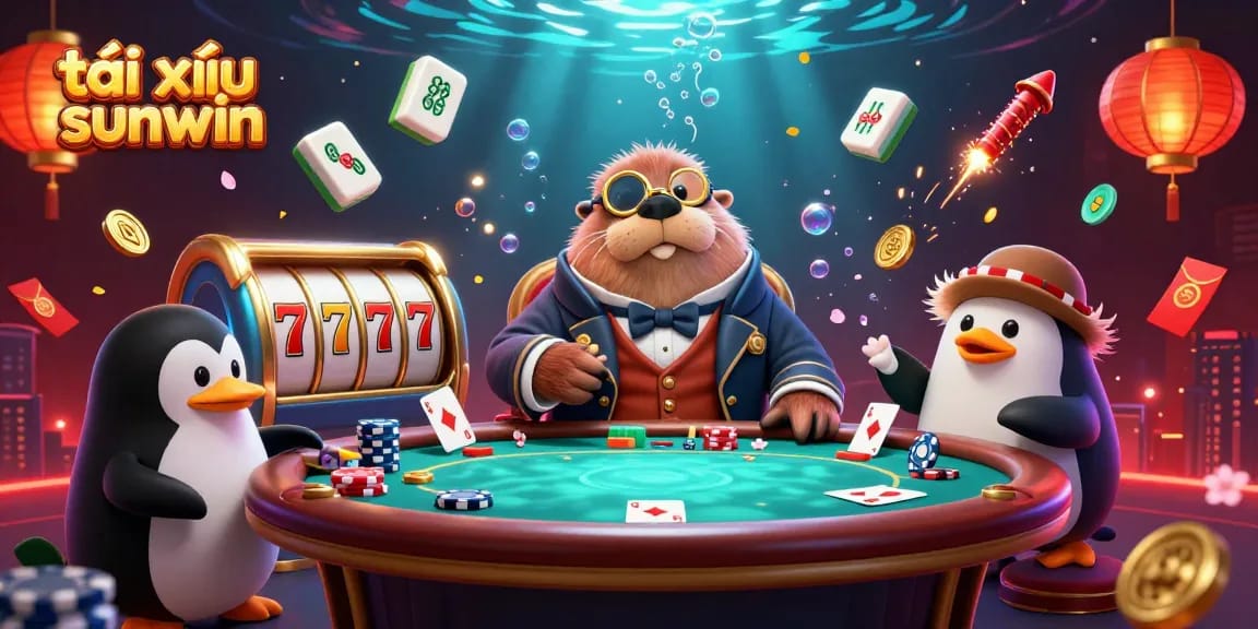 Play tài xỉu sunwin with 3D characters at an underwater casino, featuring vibrant gaming elements.