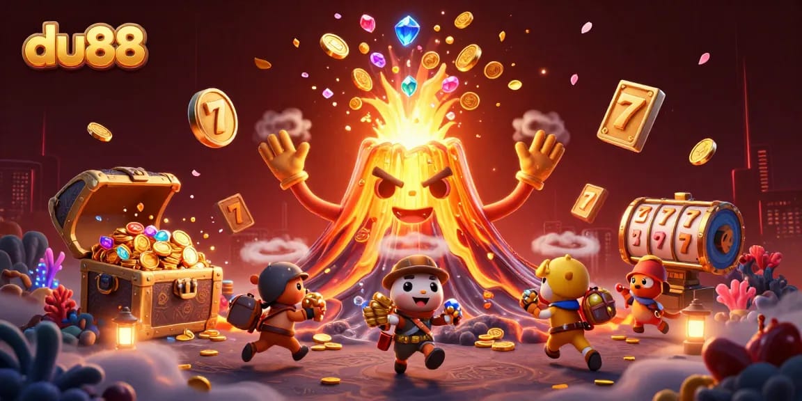 Experience the excitement of du88 with a thrilling casino illustration featuring treasures and vibrant elements.