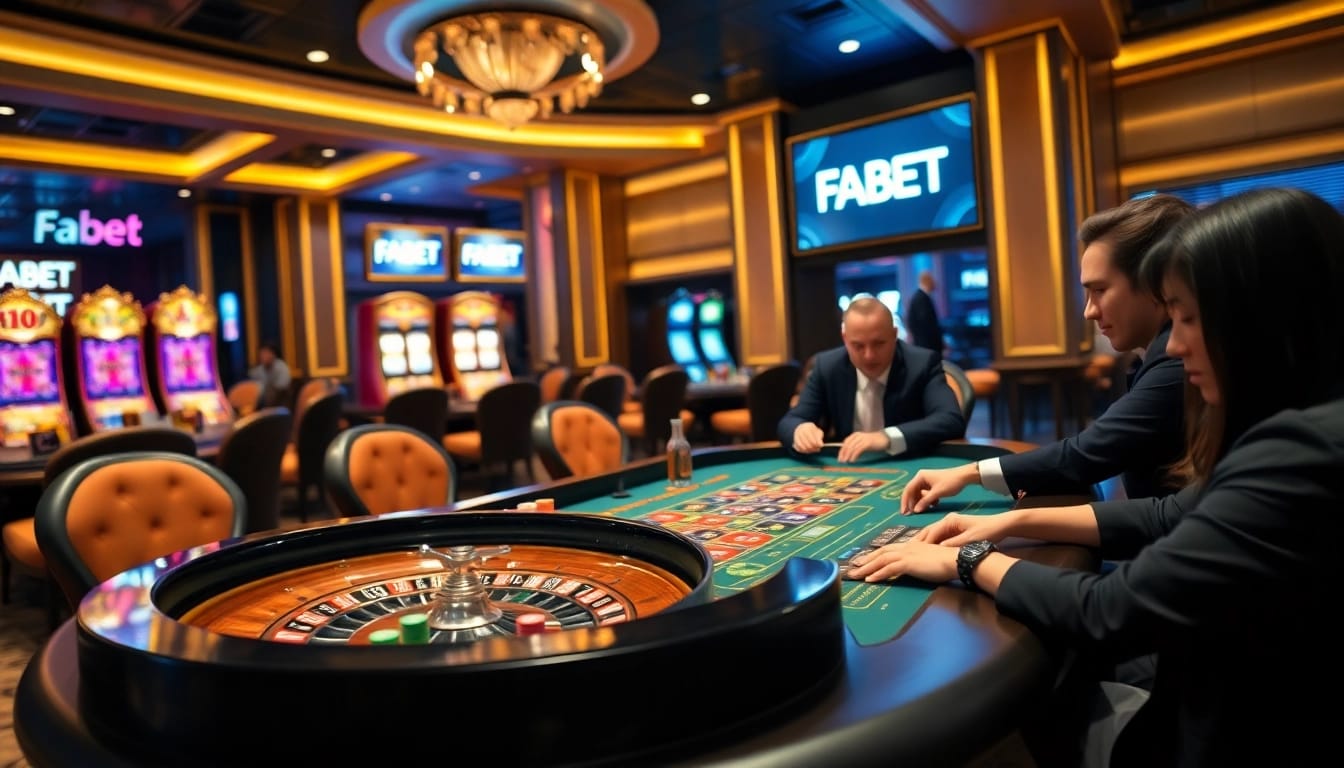 Players experience the thrill of casino gaming at FABET, engaging in blackjack and roulette.