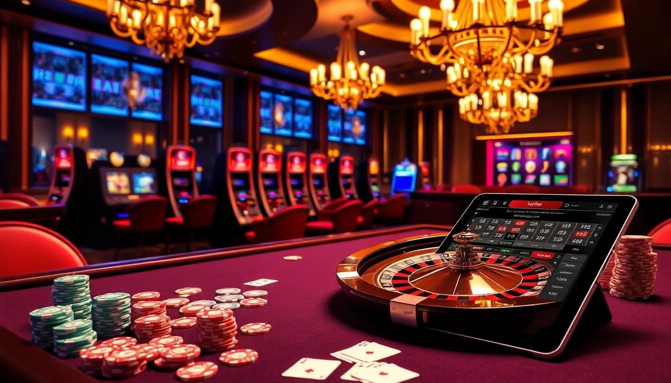 Experience the thrill of Nhà cái U888 with vibrant casino cards and a spinning roulette wheel.