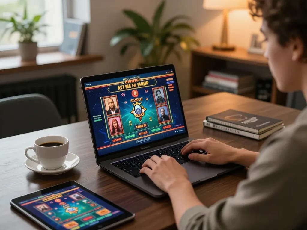Player engaging with online games at hytw3339, showcasing a cozy gaming atmosphere