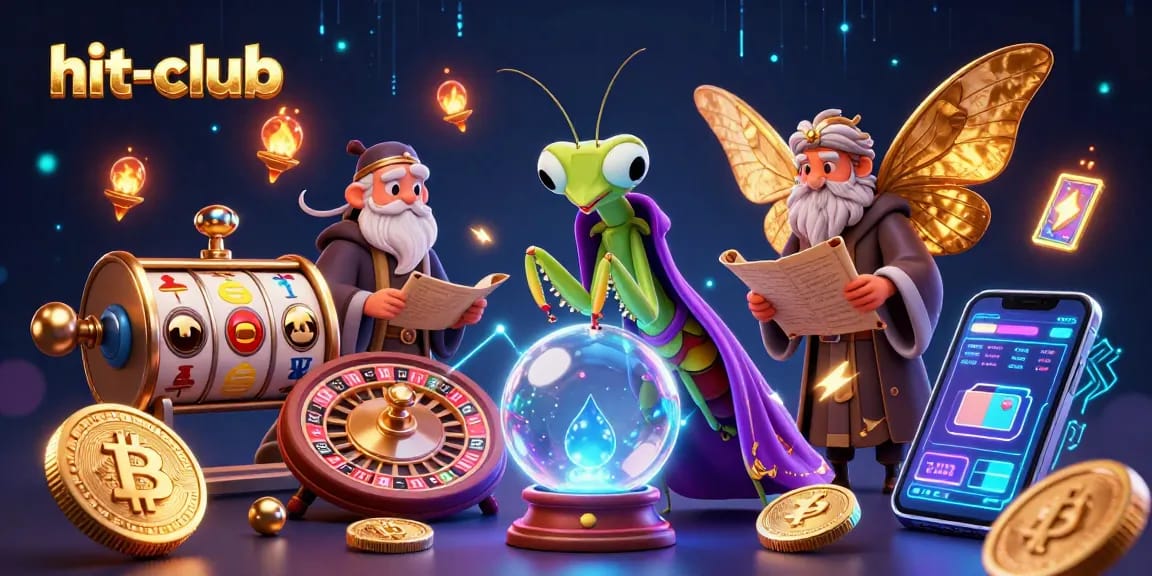 Experience thrilling gaming at hit-club with vibrant slot reels and interactive fortune telling.