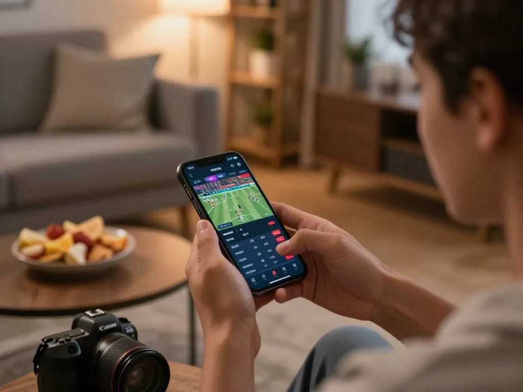 Placing bets on https://Zbetat.com/ using a smartphone at home, showcasing a strategic betting moment