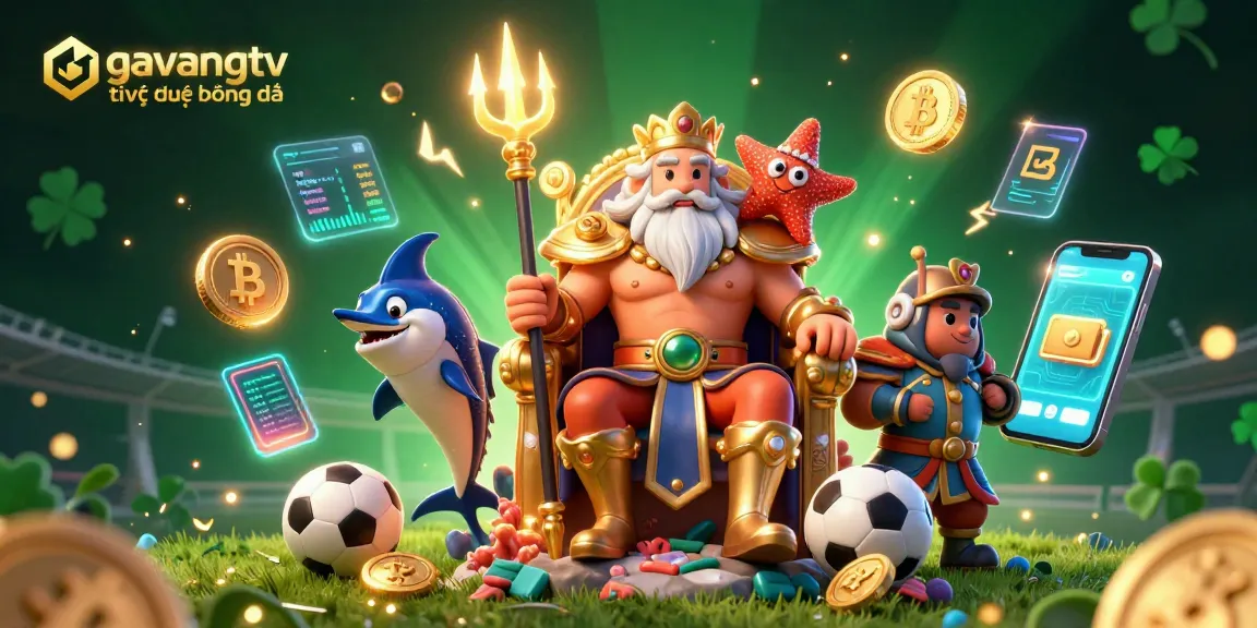 Experience the thrill of gavangtv trực tiếp bóng đá in this vibrant sports scene featuring dynamic characters and glowing cryptocurrencies.