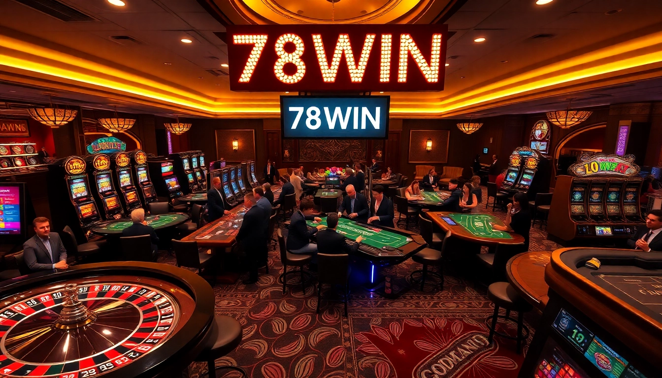 Immerse in the thrilling atmosphere of 78WIN Casino with vibrant games and elegant decor.