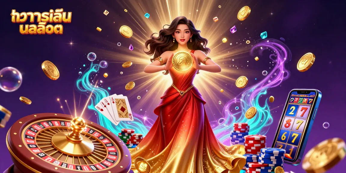 Experience ทดลองเล่นสล็อต with a stunning scene of cascading coins and vibrant casino elements.