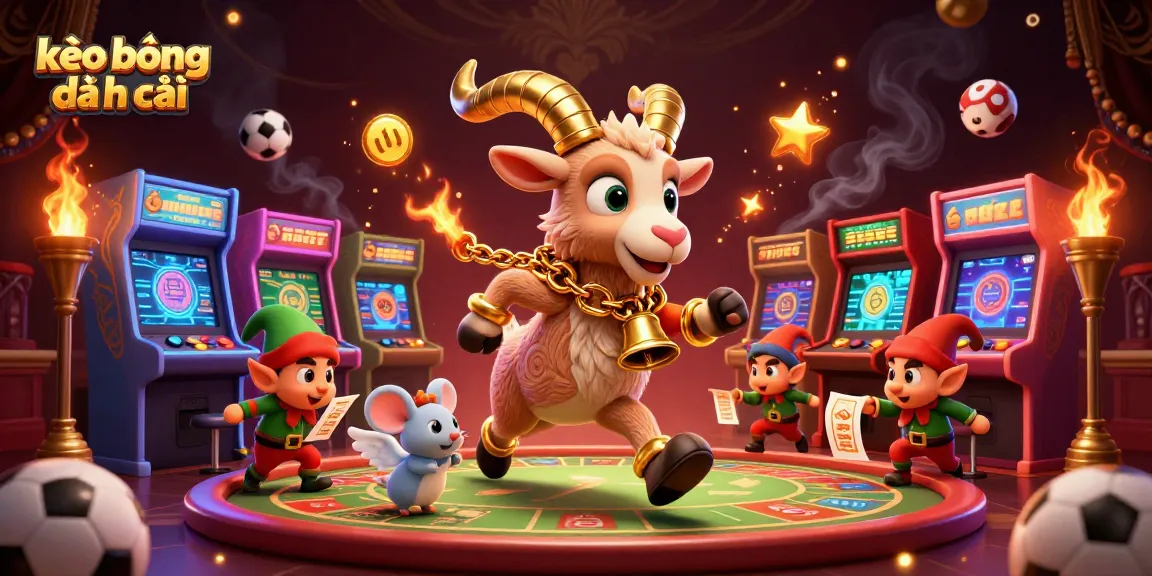 Bet on kèo bóng đá nhà cái in a dynamic sports betting casino scene with animated characters.