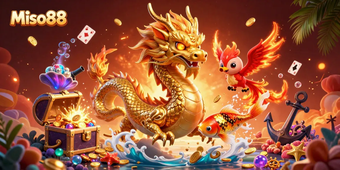 Experience thrilling wins with Miso88's captivating gaming adventure featuring a dragon and phoenix.