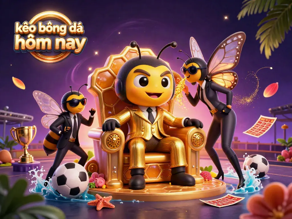Place bets on kèo bóng đá hôm nay with a vibrant casino-themed scene featuring a bumblebee mob boss.