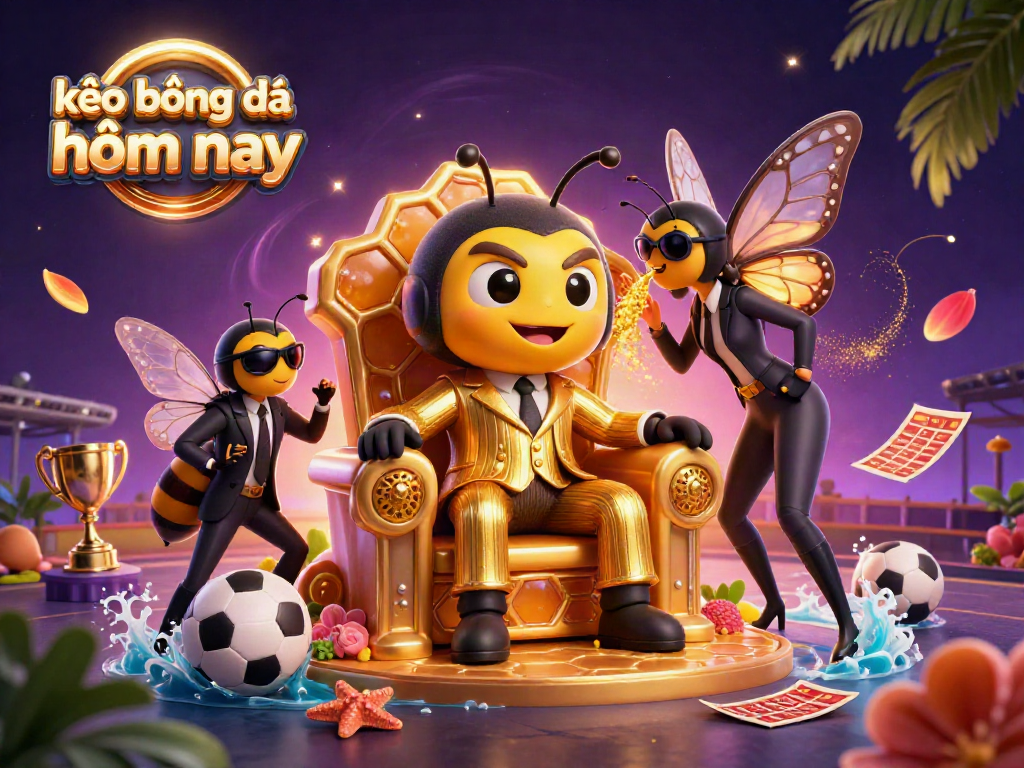 Place bets on kèo bóng đá hôm nay with a vibrant casino-themed scene featuring a bumblebee mob boss.
