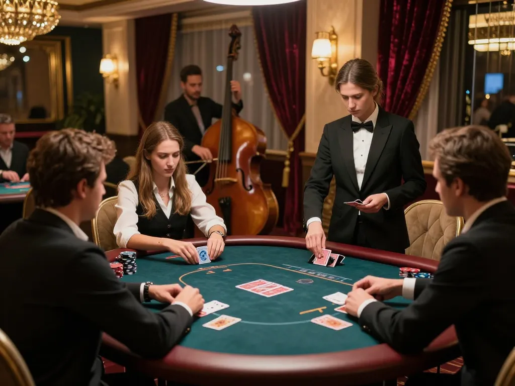Players enjoying high stakes poker at 789WIN's elegant VIP gaming area with luxurious décor.