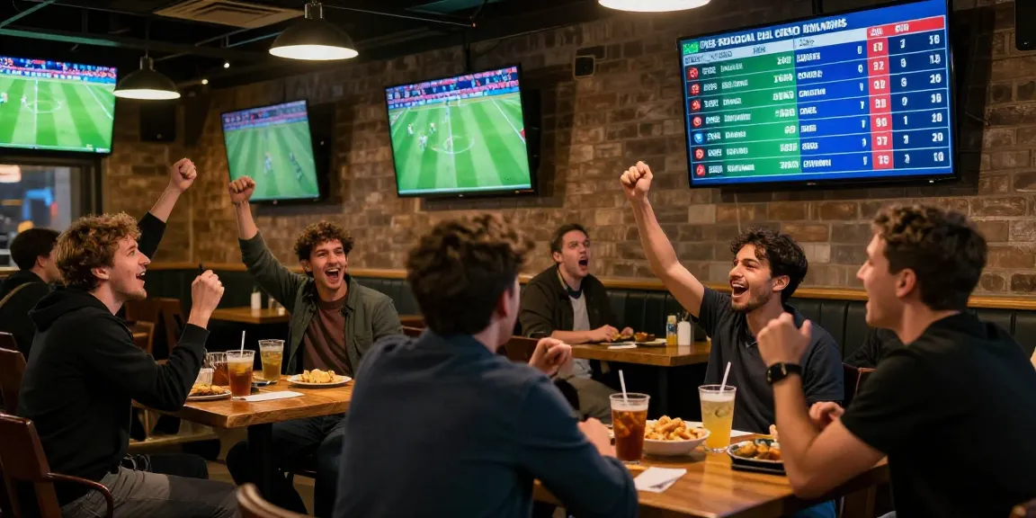 Wedden op voetbal met enthousiaste fans in sportbar, live wedstrijden en actuele odds.
