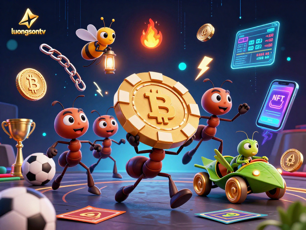 Engage with luongsontv's thrilling gambling experience, where ants carry golden poker chips through dynamic sports elements.