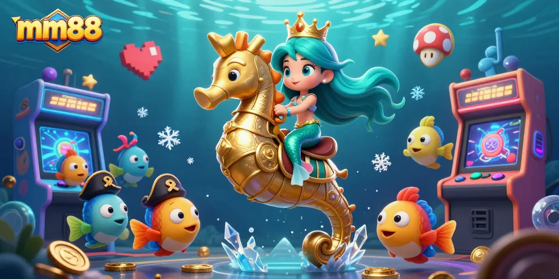 Play exciting casino games at mm88 with a vibrant underwater scene featuring a mermaid princess!