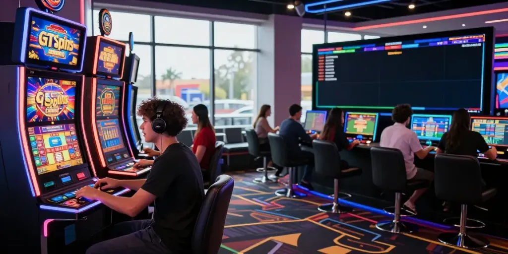 Spelers genieten van hun ervaring bij GTSpins Casino NL met slots en live dealers in een kleurrijke sfeer.