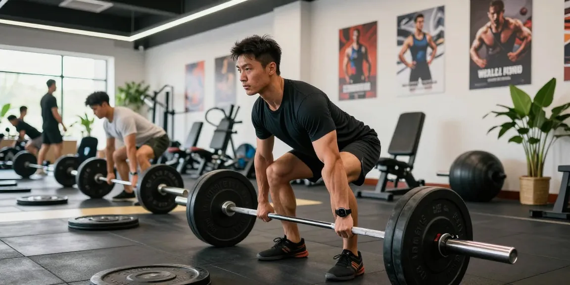 Prime Pharma Steroiden training scene with a man deadlifting in a modern gym setting.