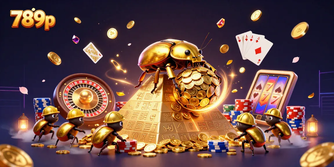 Engage with thrilling gaming action at 789p with golden coins cascading around vivid casino elements.