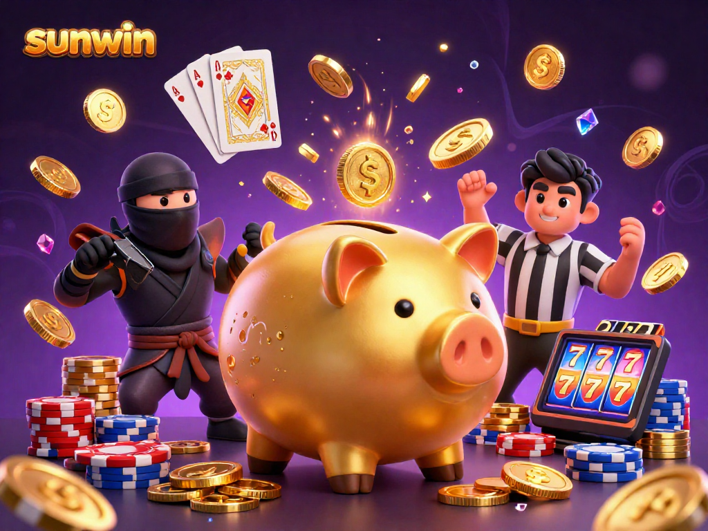 Experience thrilling gameplay at sunwin with cartoon characters like a sumo wrestler and wallet-ninja.