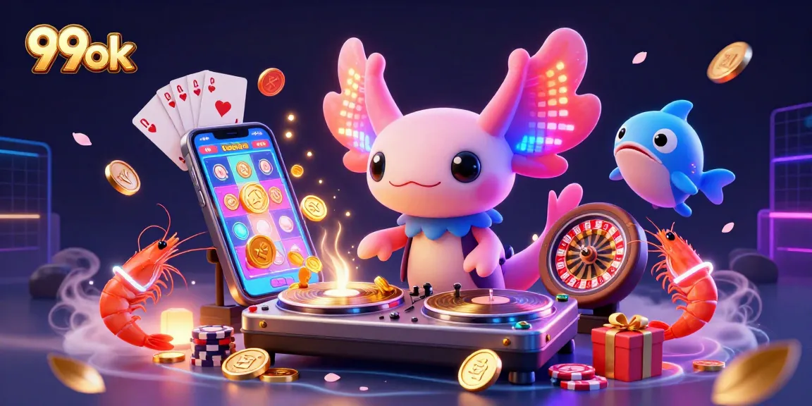Spin colorful slot games with 99ok's dynamic DJ scene, featuring vibrant underwater characters.