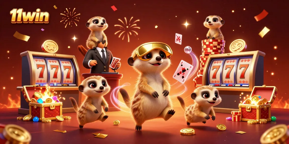 Experience champions of fun at 11WIN casino with a lively meerkat gaming scene featuring dynamic games and vibrant slots.