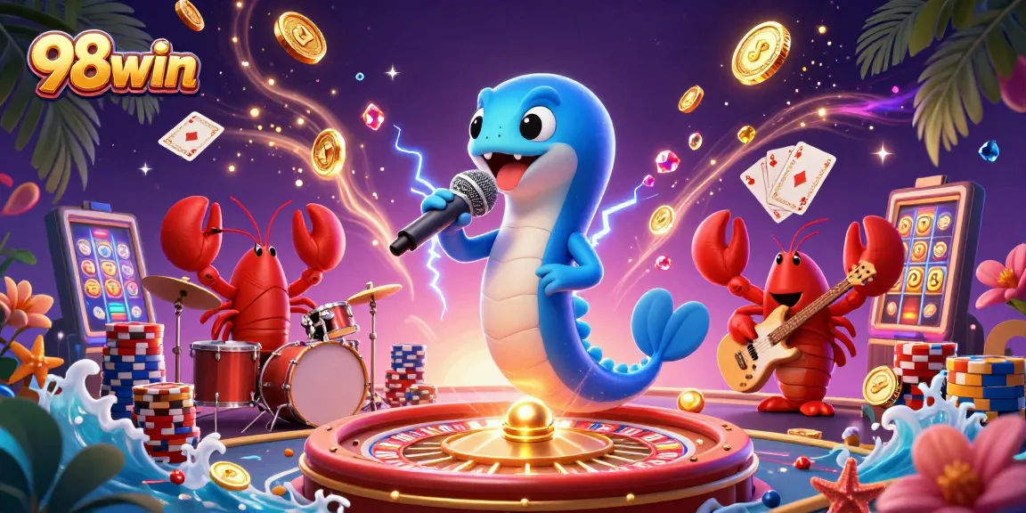 Experience the thrill of 98win with vibrant undersea casino entertainment illustrated.