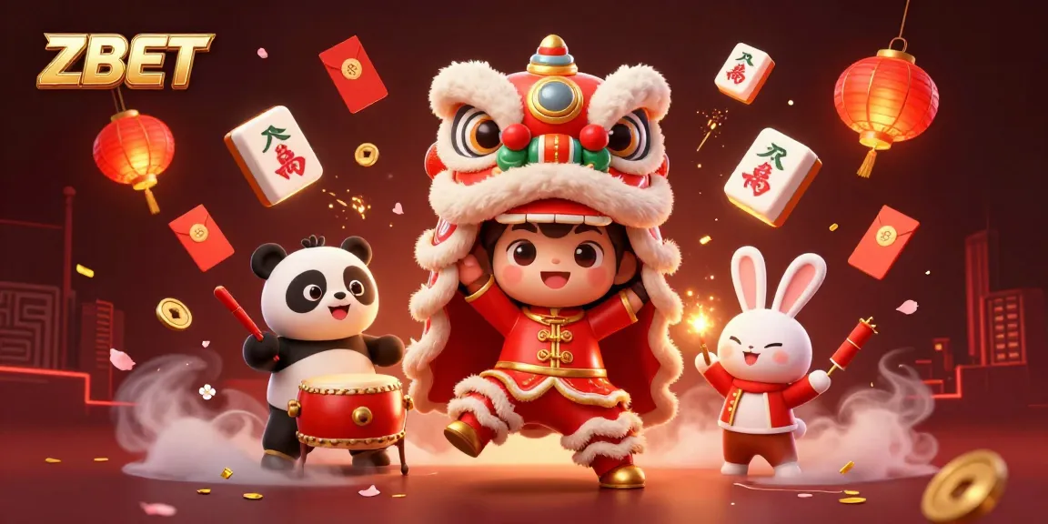 ZBET brings excitement to players with a vibrant lion dance and festive casino elements.